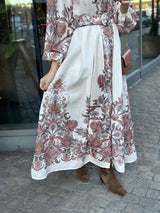 Long Paisley Dress, Beige