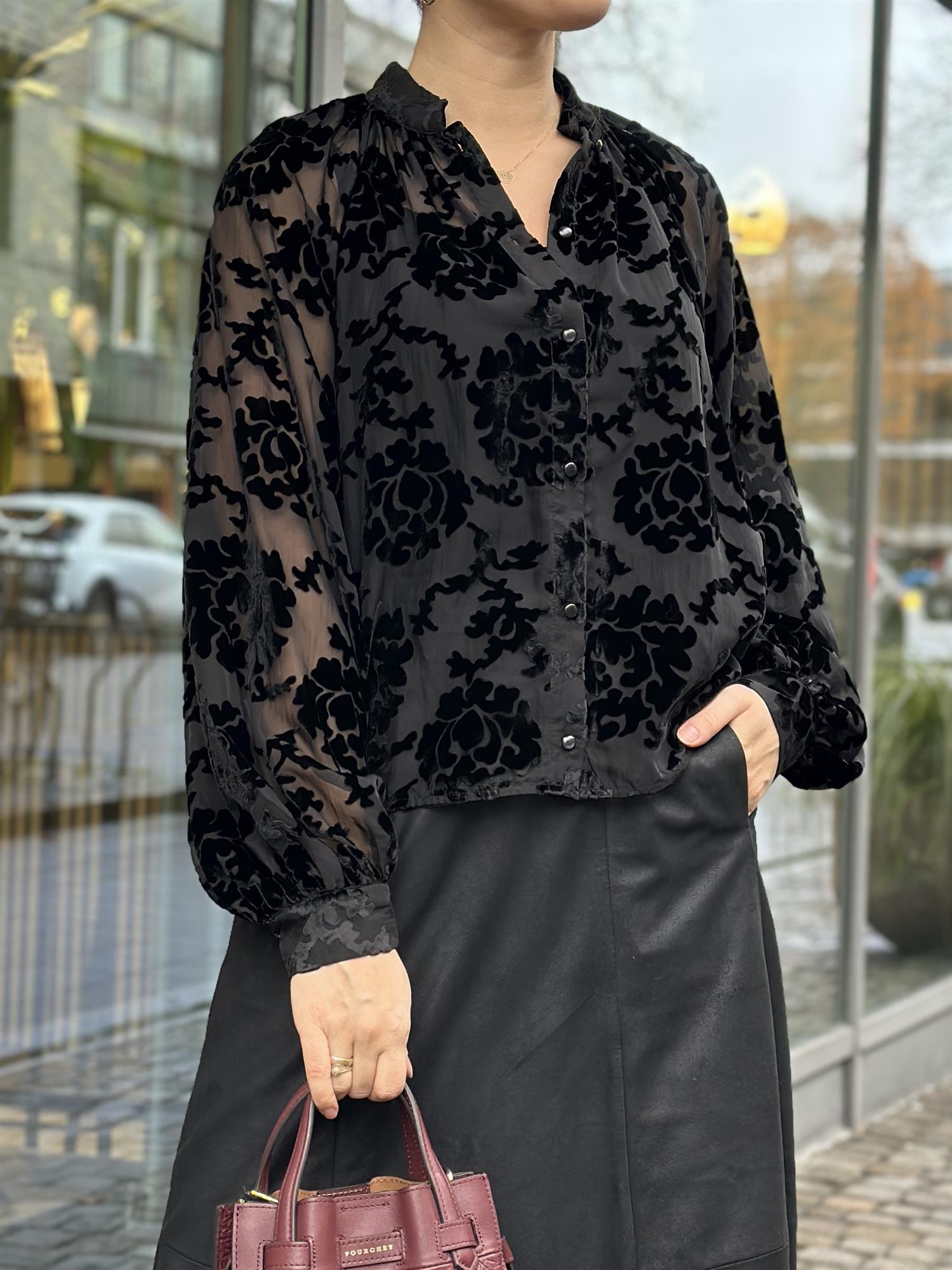 Velvet Blouse, Black