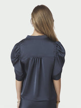 Roella Heavy Sateen Blouse, Midnight Blue