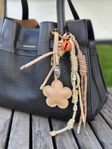 Bag Charm, Taupe Bell Flower