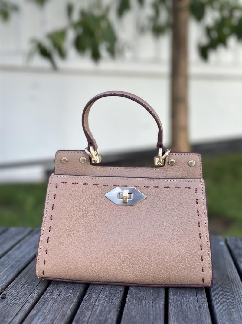 Trianon micro satchel bag, Beige/Bordeaux