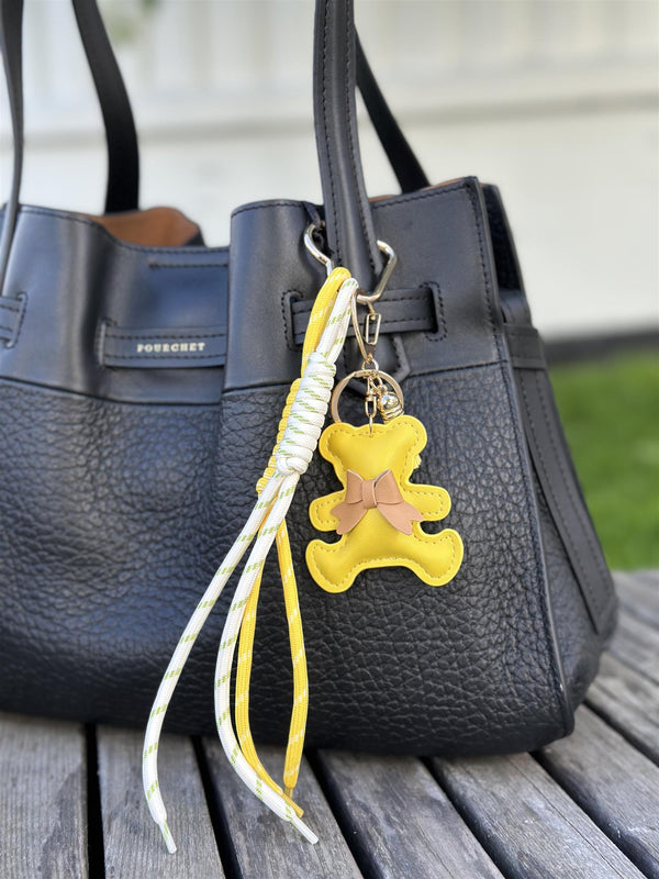 Bag Charm, Yellow Leather Bear