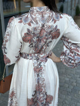 Long Paisley Dress, Beige