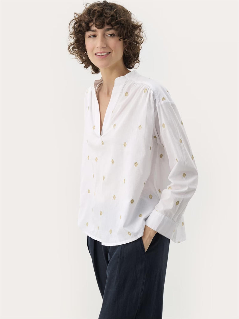 Natale PW Blouse, White/Gold