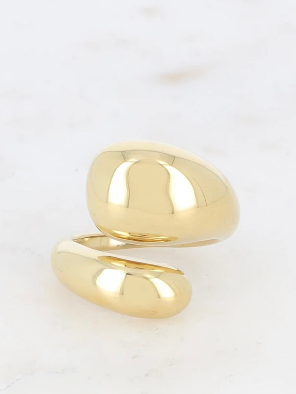 Open ring, 2 rounded shapes, Gold