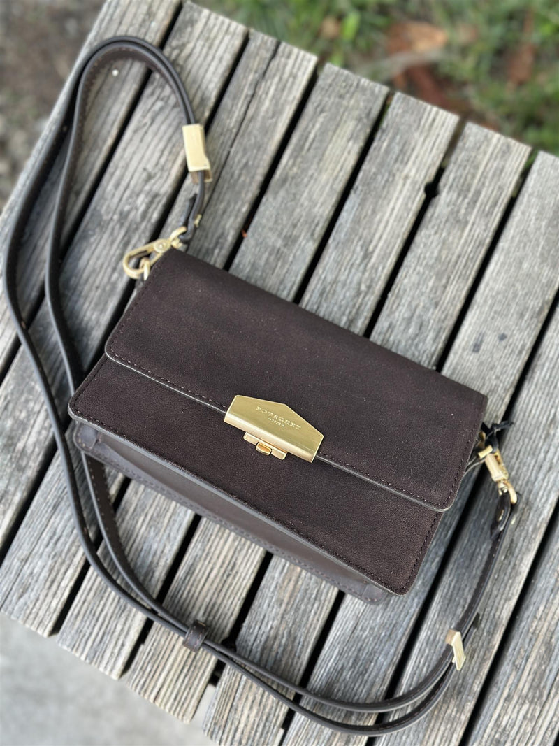 Anjou Clutch Suede, Marron