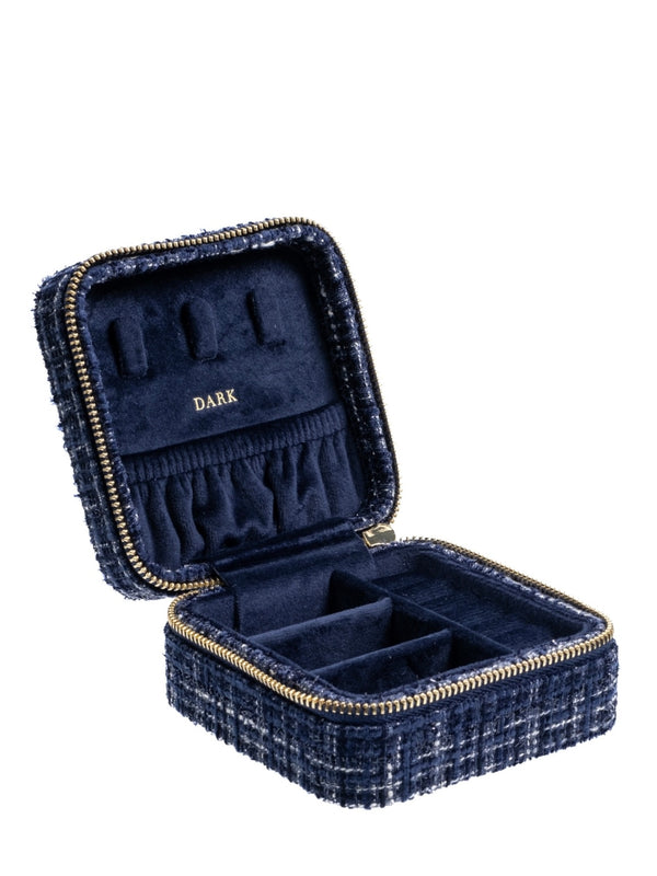 Tweed Jewellery Box Mini, Navy Blue