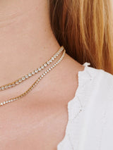 Melina - Crystal Necklace Stainless Steel - Gold