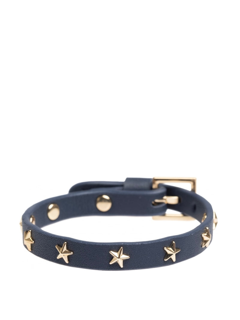 Leather Star Stud Bracelet Mini, Navy Blue