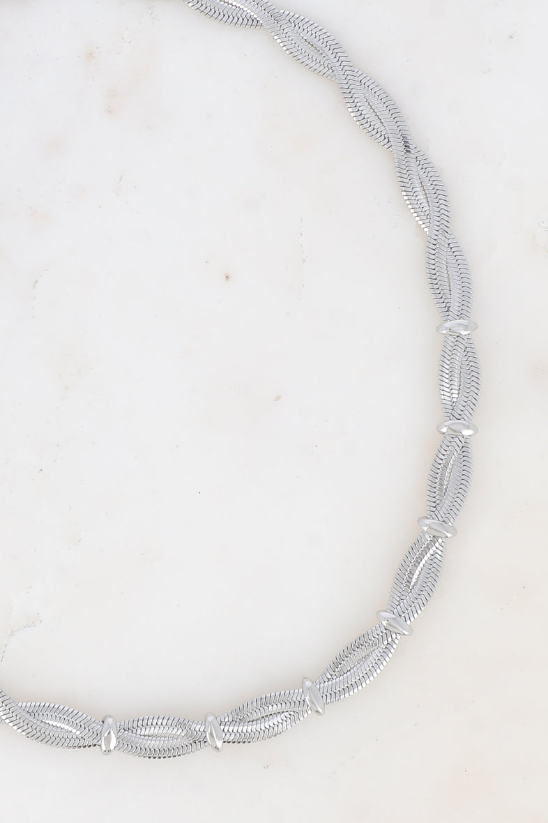Necklace,  Mirror mesh, Silver