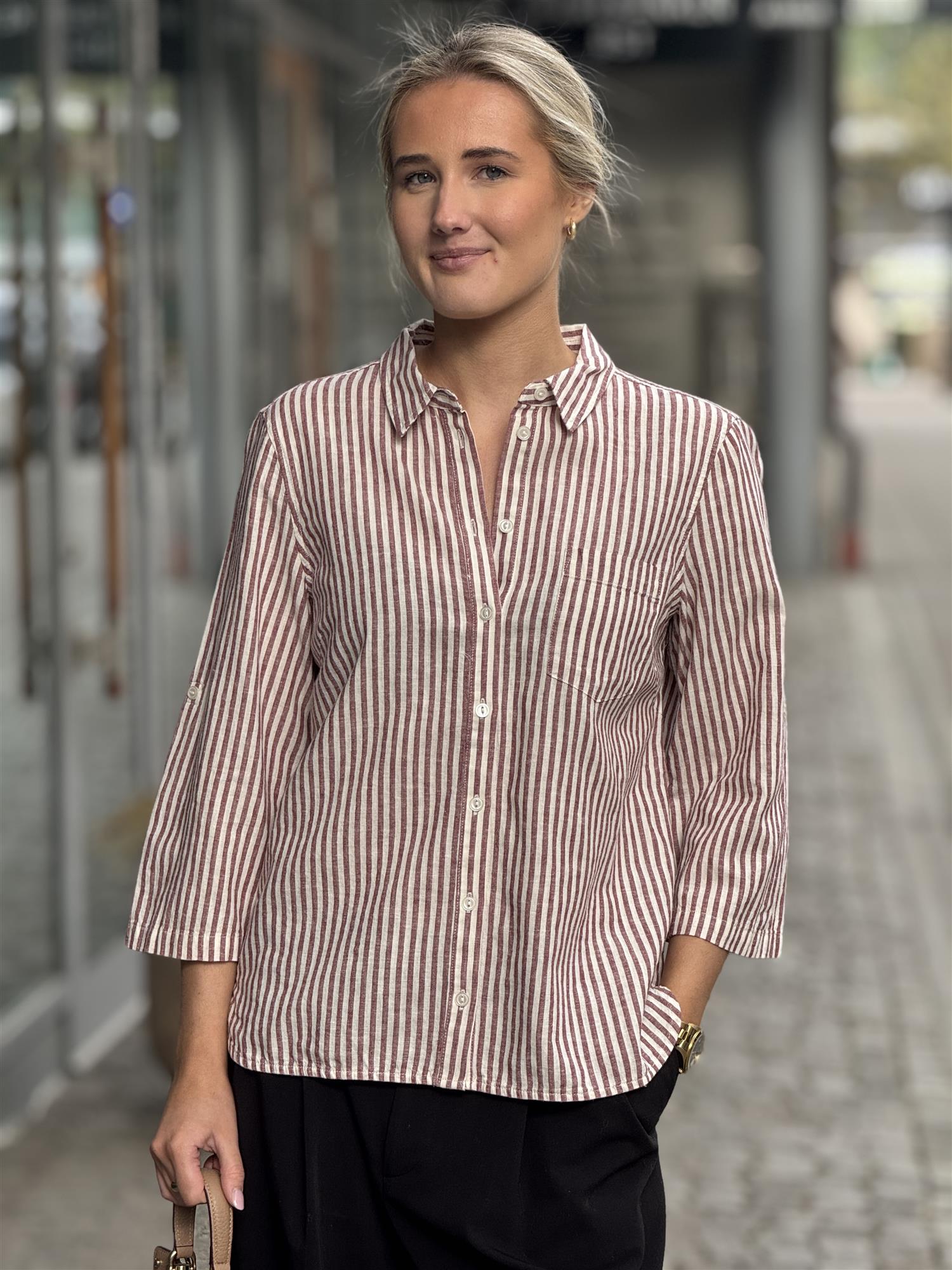 Cindie PW Shirt, Red Stripe