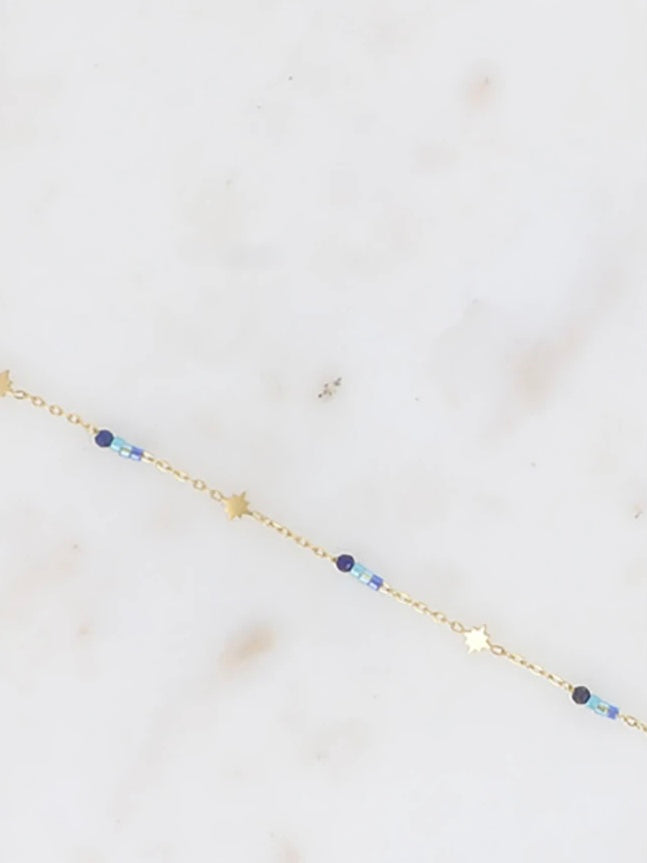 Bracelet northern star, gold/blue