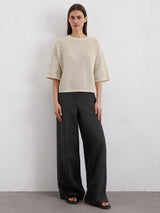 Pullover, short sleeve, round-neck
