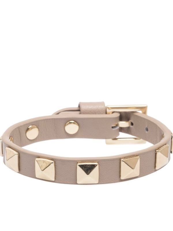 Bred Leather stud Bracelet, Latte