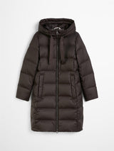 Coat, down filled, with hood, Dark Coffee