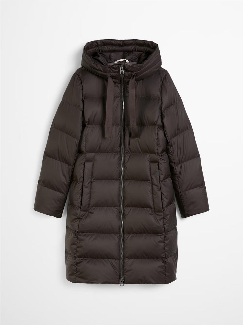Coat, down filled, with hood, Dark Coffee