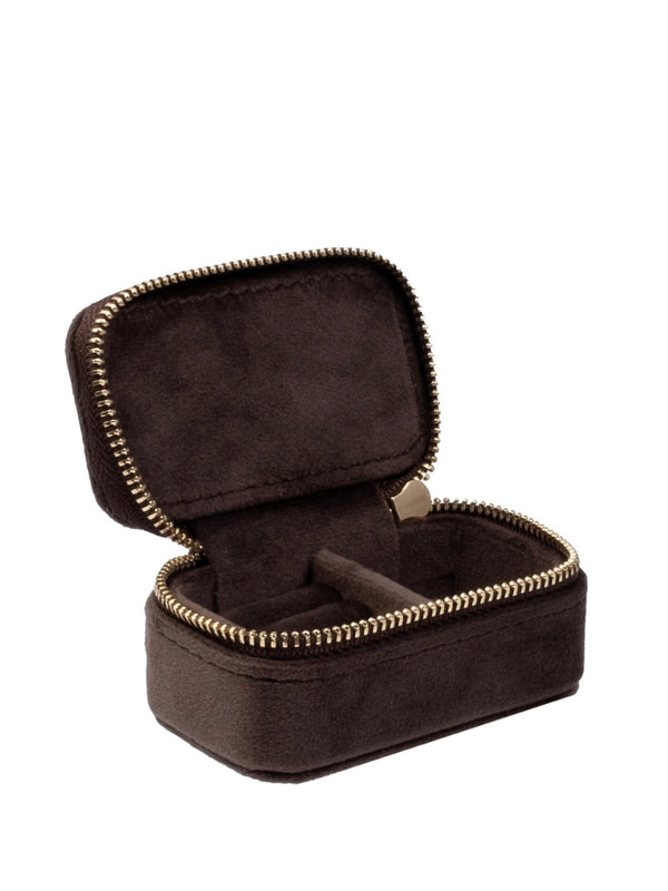 Micro Velvet Jewellery Box, Chocolate Brown