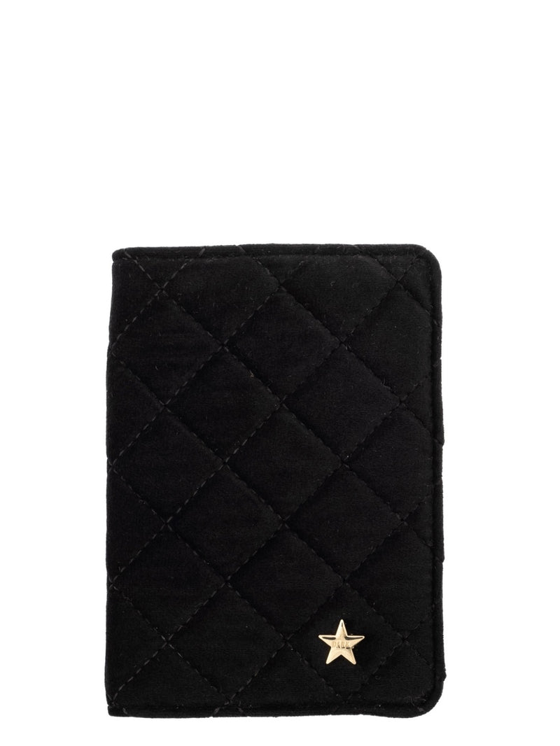 Velvet Quilted Passport Cover, Black