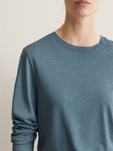 T-shirt, long sleeve, crew-neck, Blue