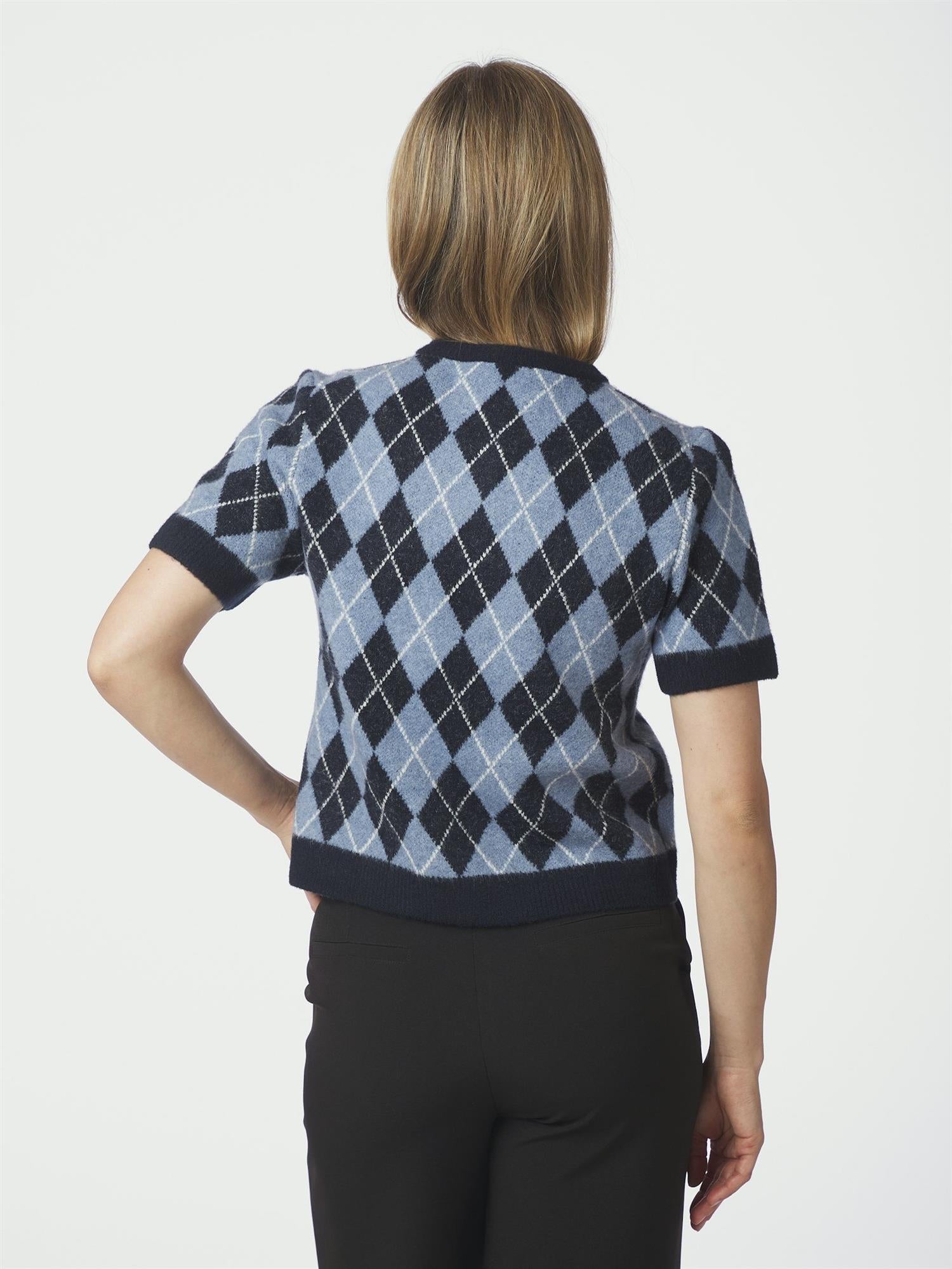 Allestar Check Knit Cardigan, Navy