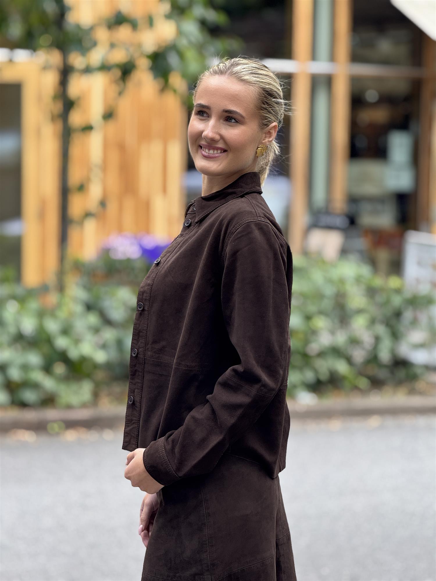 Alissa Leather Shirt, Dark Brown