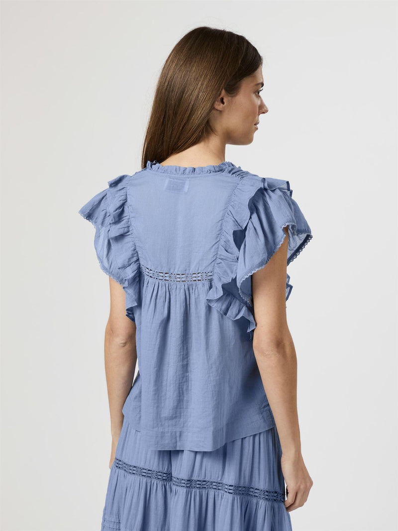 Jayla S Voile Top, Smoke Blue