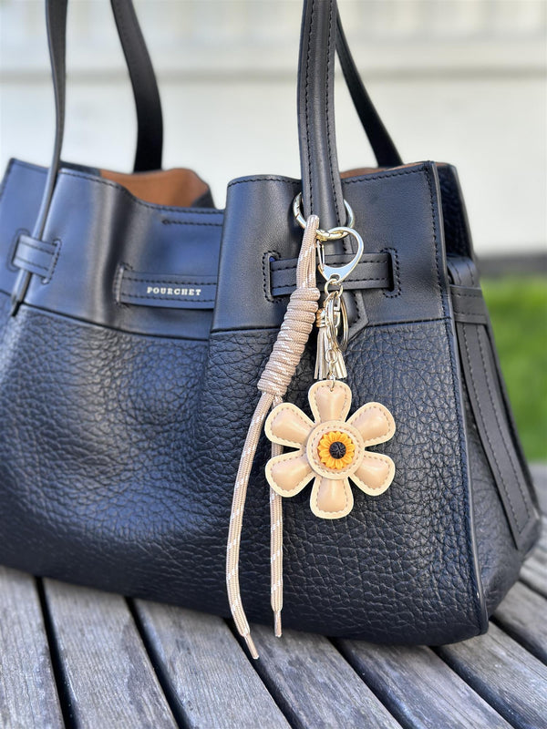 Bag Charm, Beige Flower Power