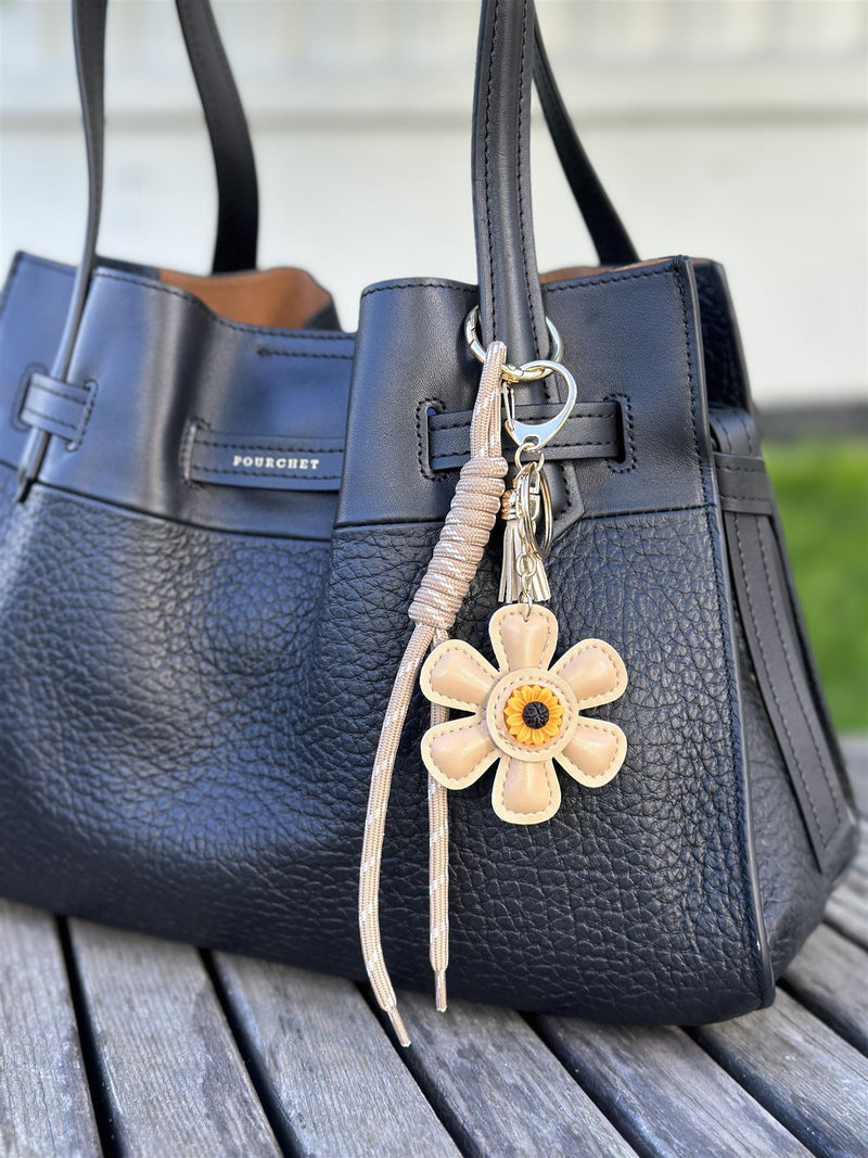Bag Charm, Beige Flower Power