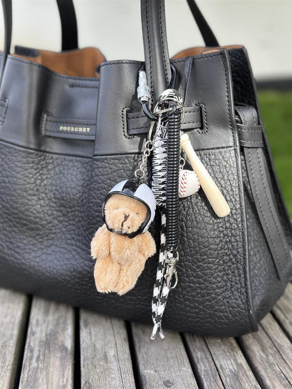 Bag Charm, White Helmet Bear