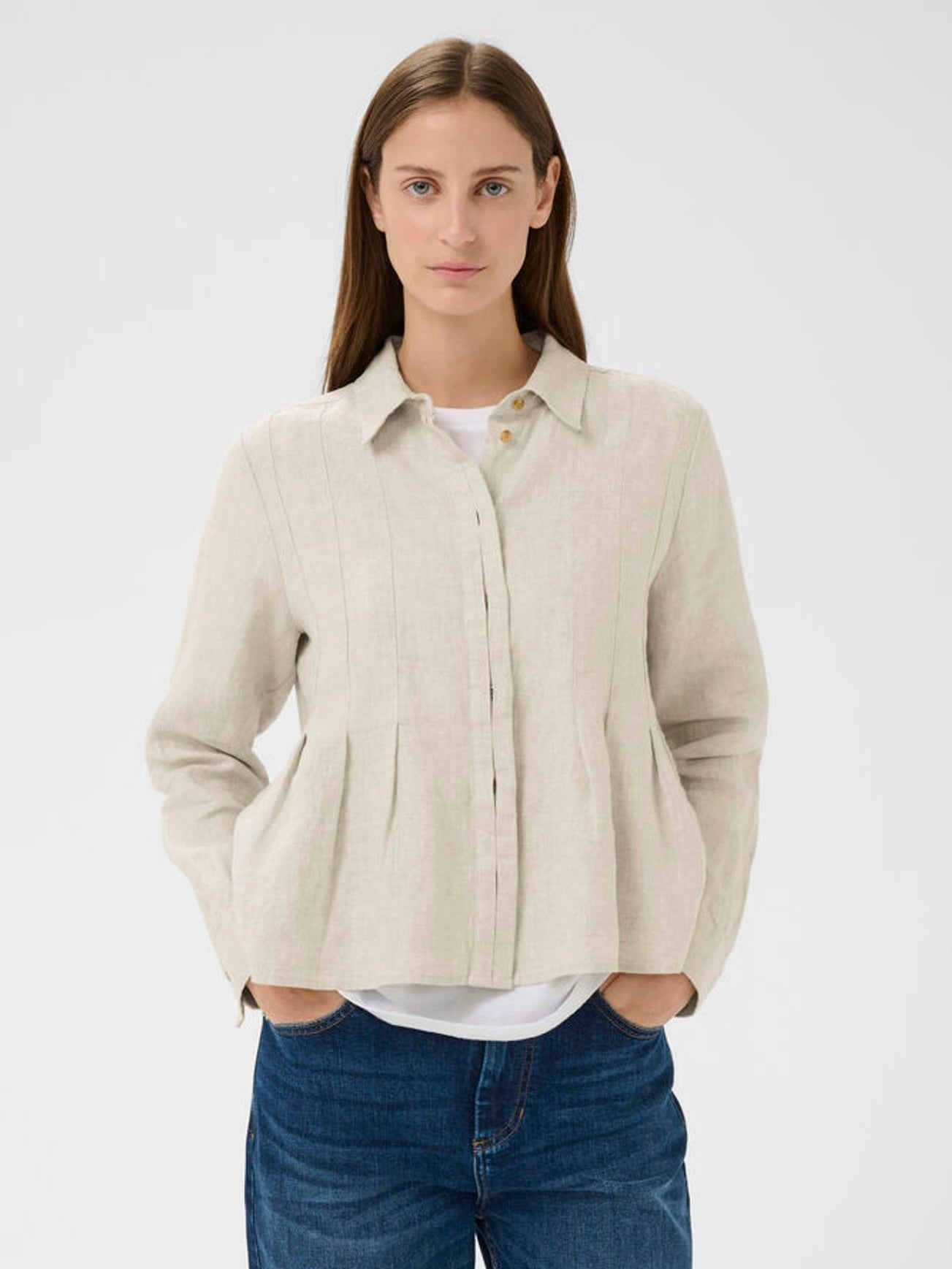 DILANA IW PLEATED SHIRT, Ecru
