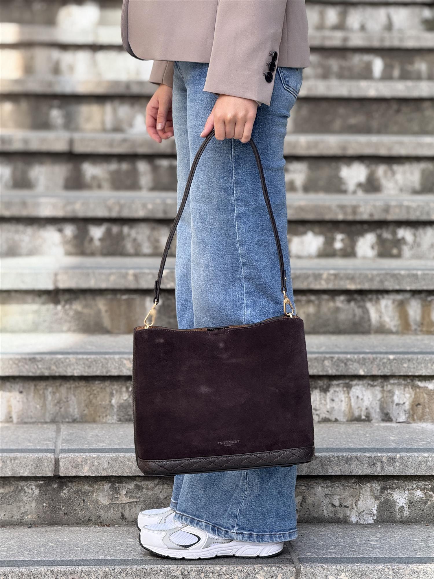 Manhattan, Large Suede, Marron