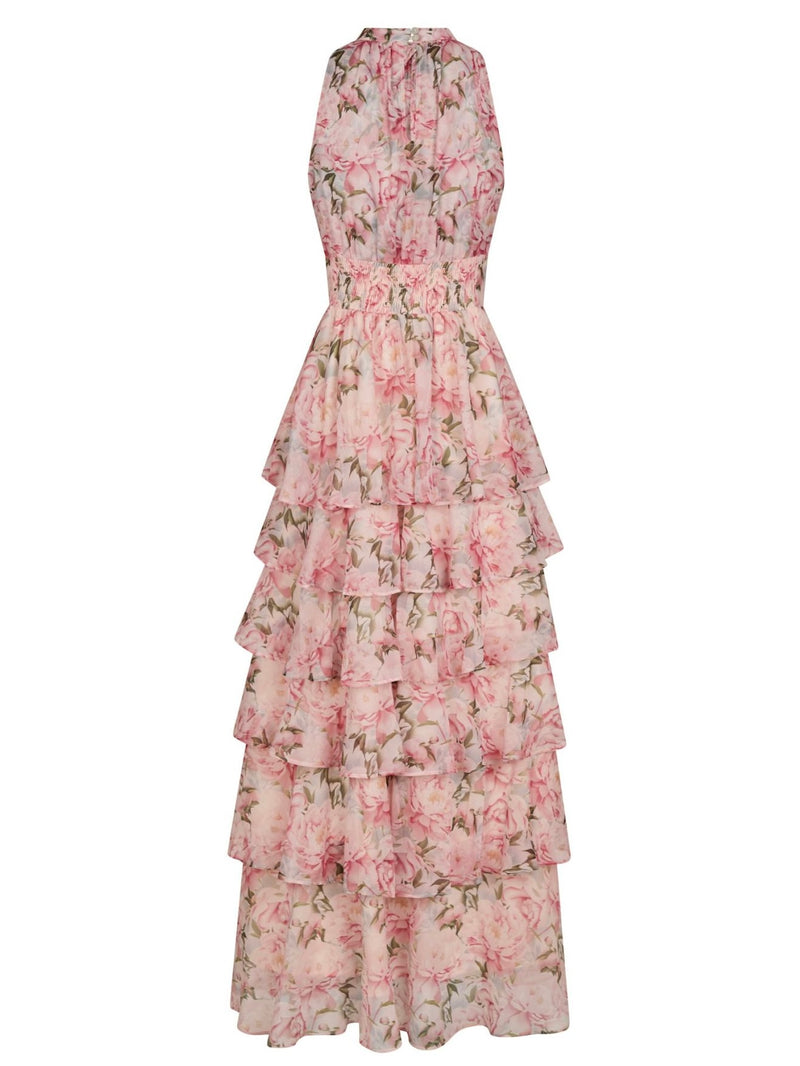 Marli Flower Chiffon Dress, Rose