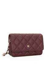 Leather Quilted Mini Bag, Maroon