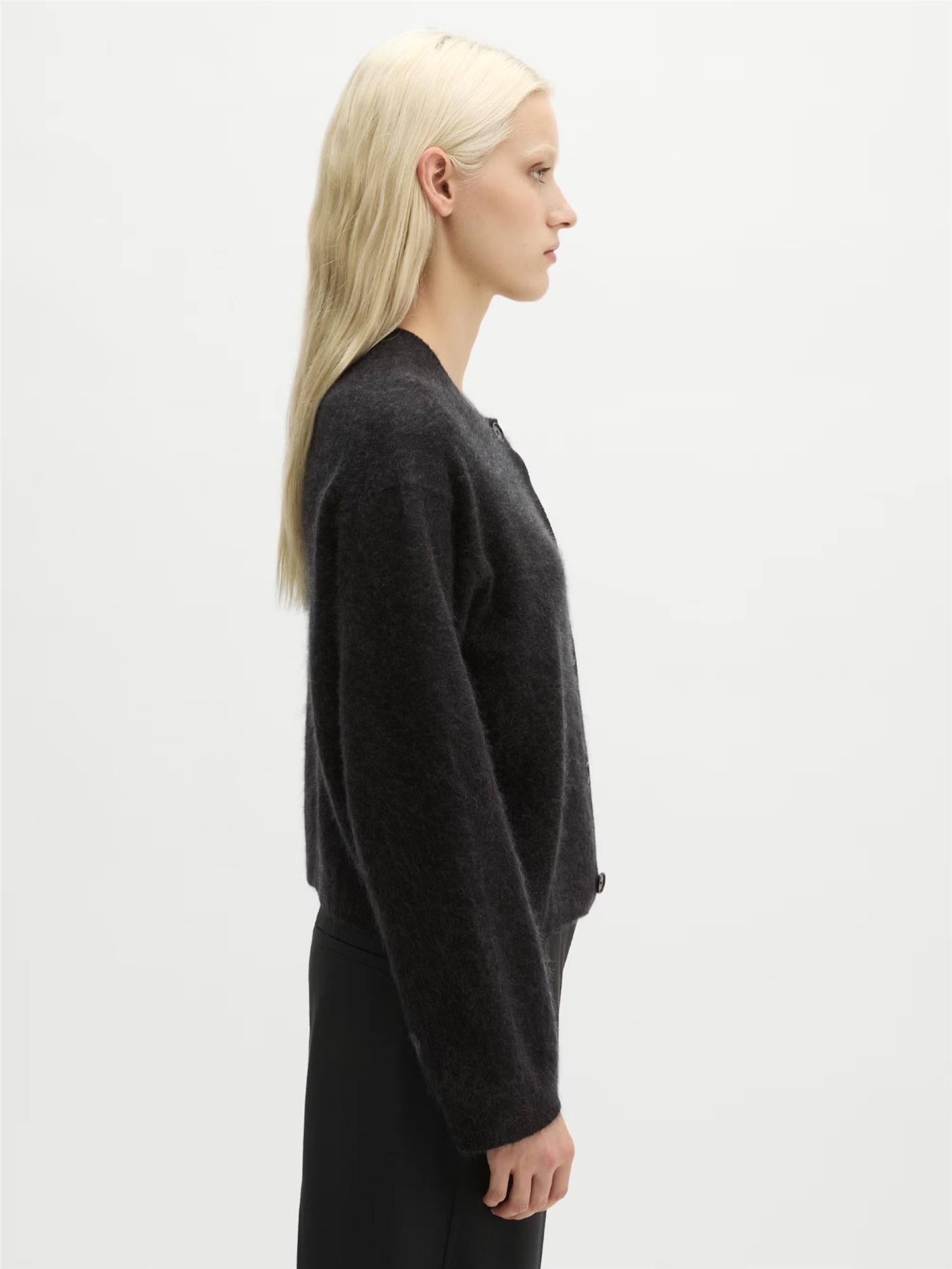 Cardigan, Round-neck, Burnt Coffee