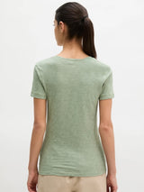 T-shirt, deep round neck twisted, Green