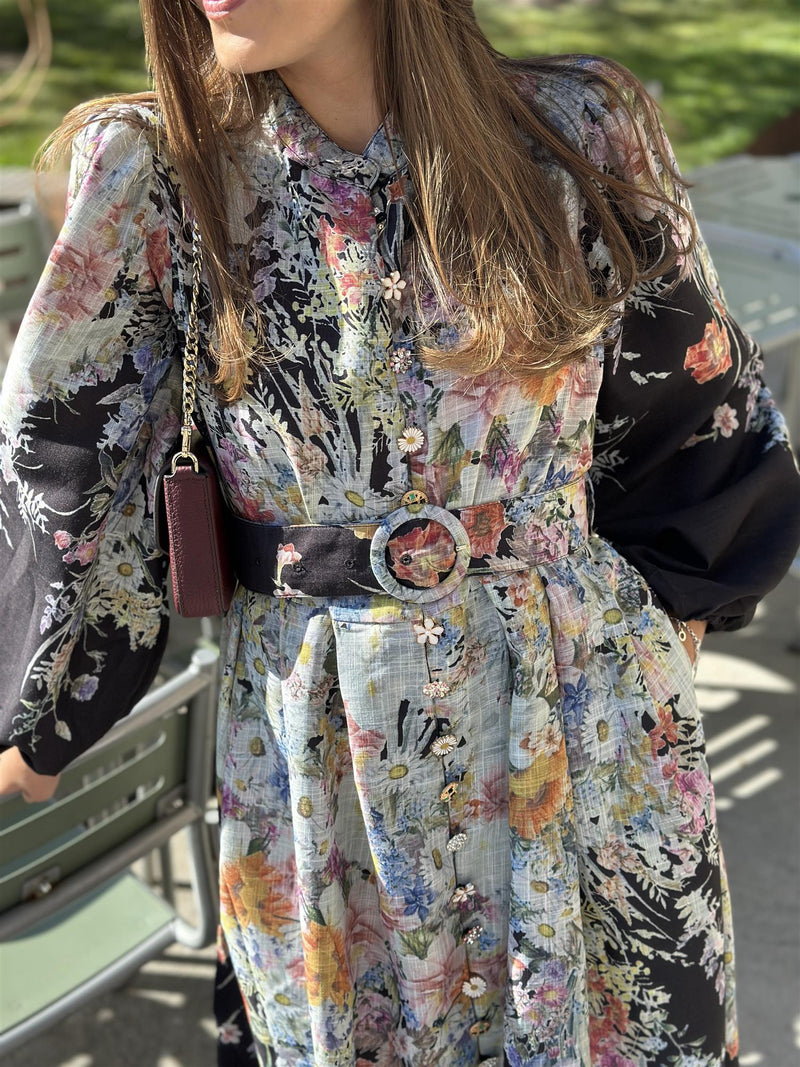 Flower Dress w/Mixed Buttons