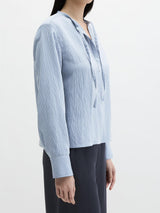 Blouse, casual fit, stand up collar