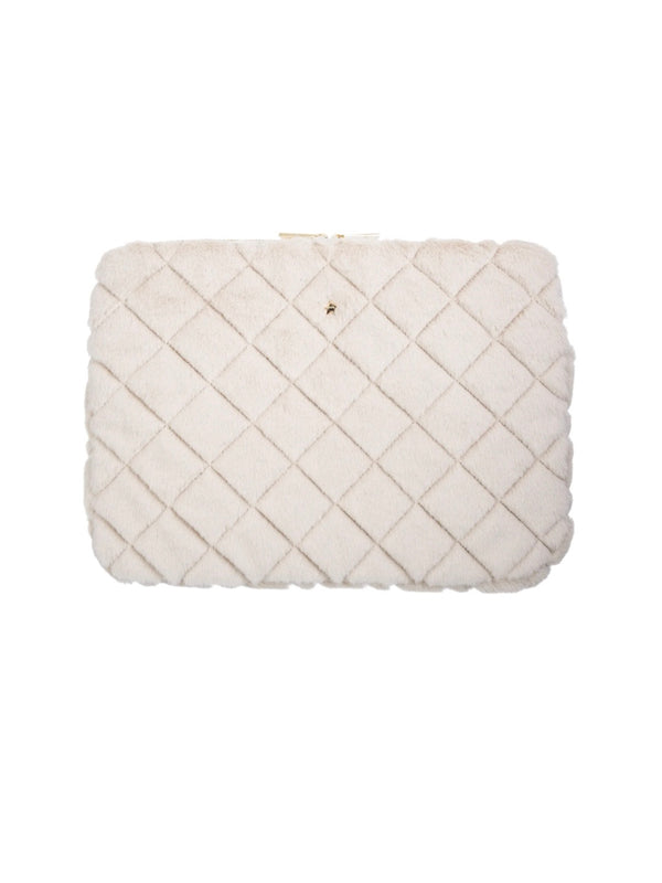 Faux Fur Quilted Mac Cover, Sand