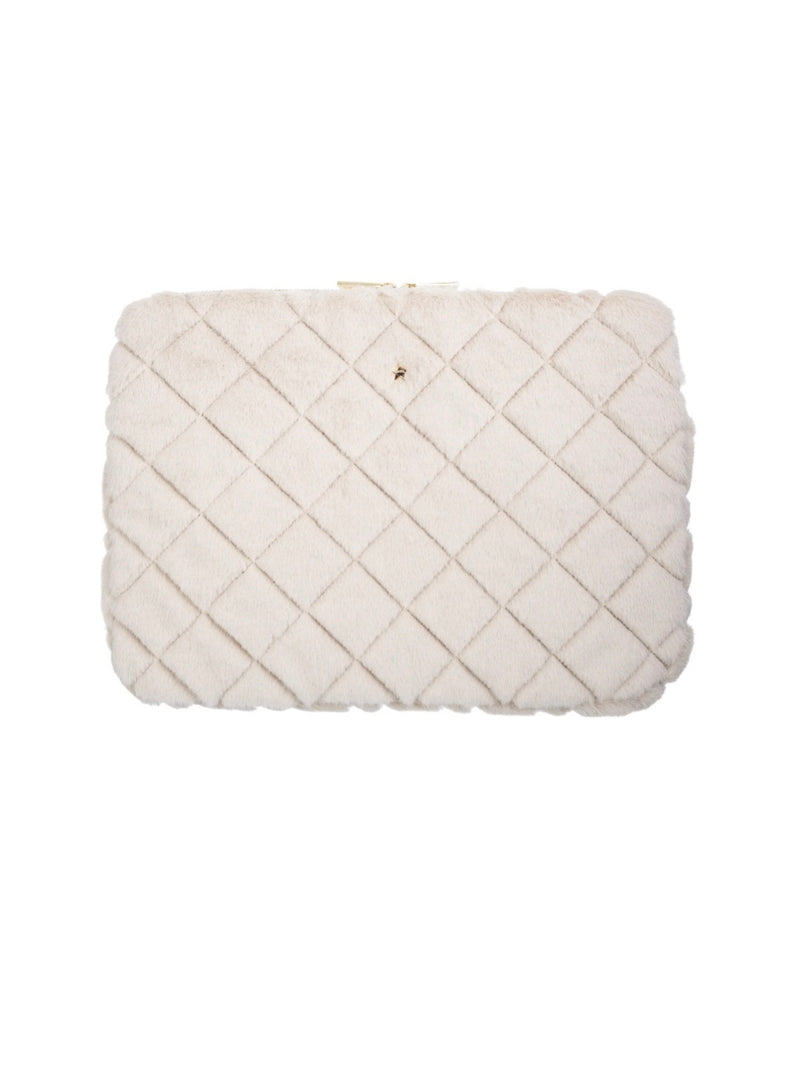Faux Fur Quilted Mac Cover, Sand