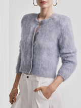 Hairy Knit Jacket, Sky Blue