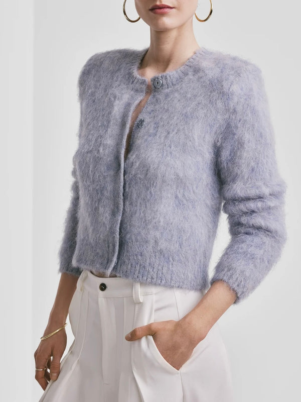 Hairy Knit Jacket, Sky Blue