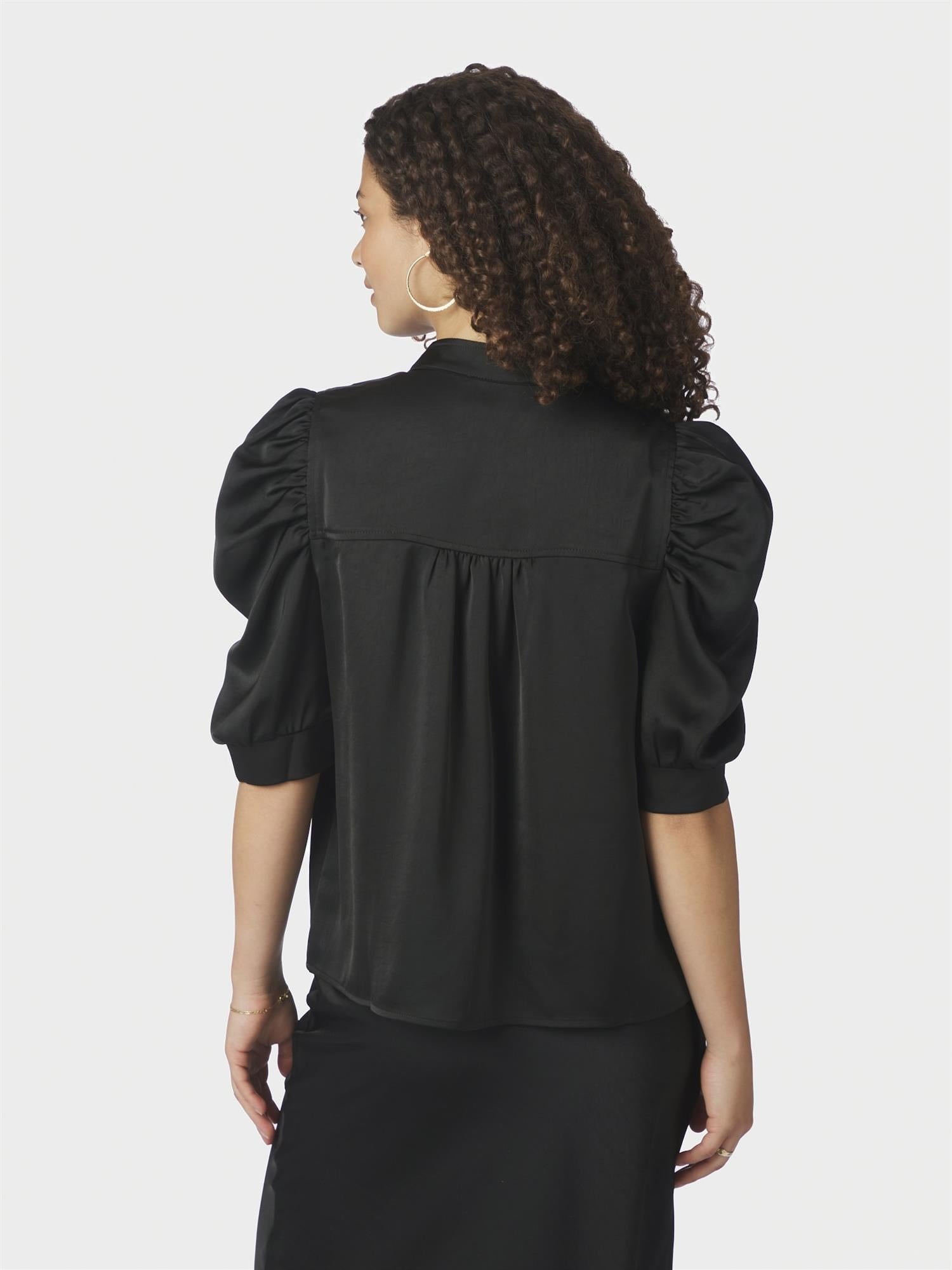 Roella Heavy Sateen Blouse, Black