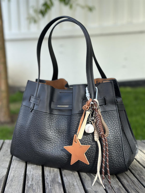 Bag Charm, Camel Leather Star