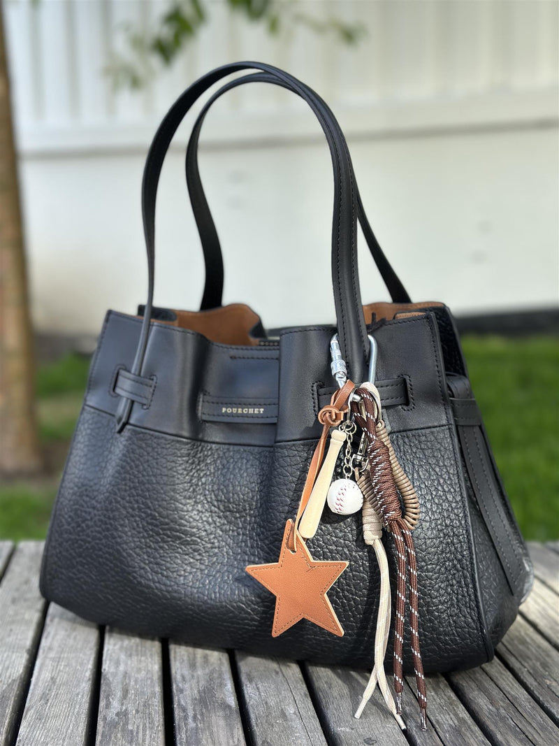 Bag Charm, Camel Leather Star
