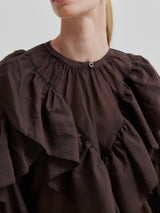 Fria Frill Blouse, Chocolate Plum