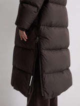 Coat, down filled, with hood, Dark Coffee