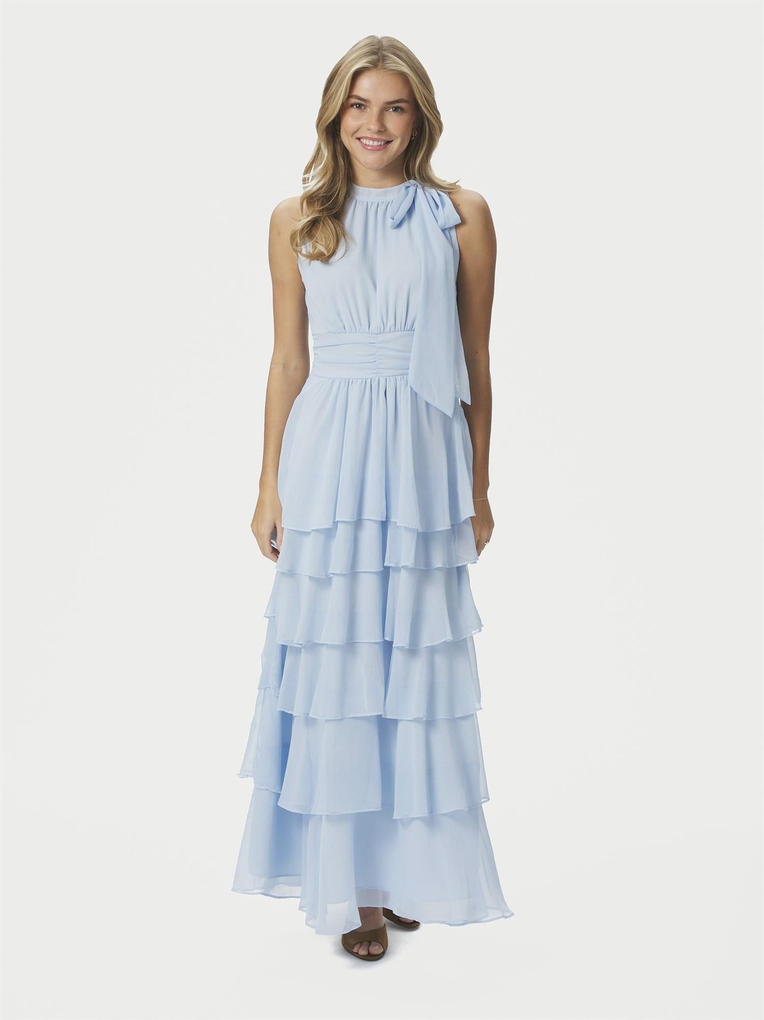 Marli Solid Chiffon Dress, Light Blue