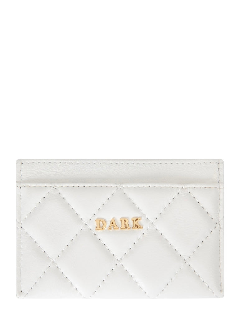 Leather Quilted Card Holder, Off White