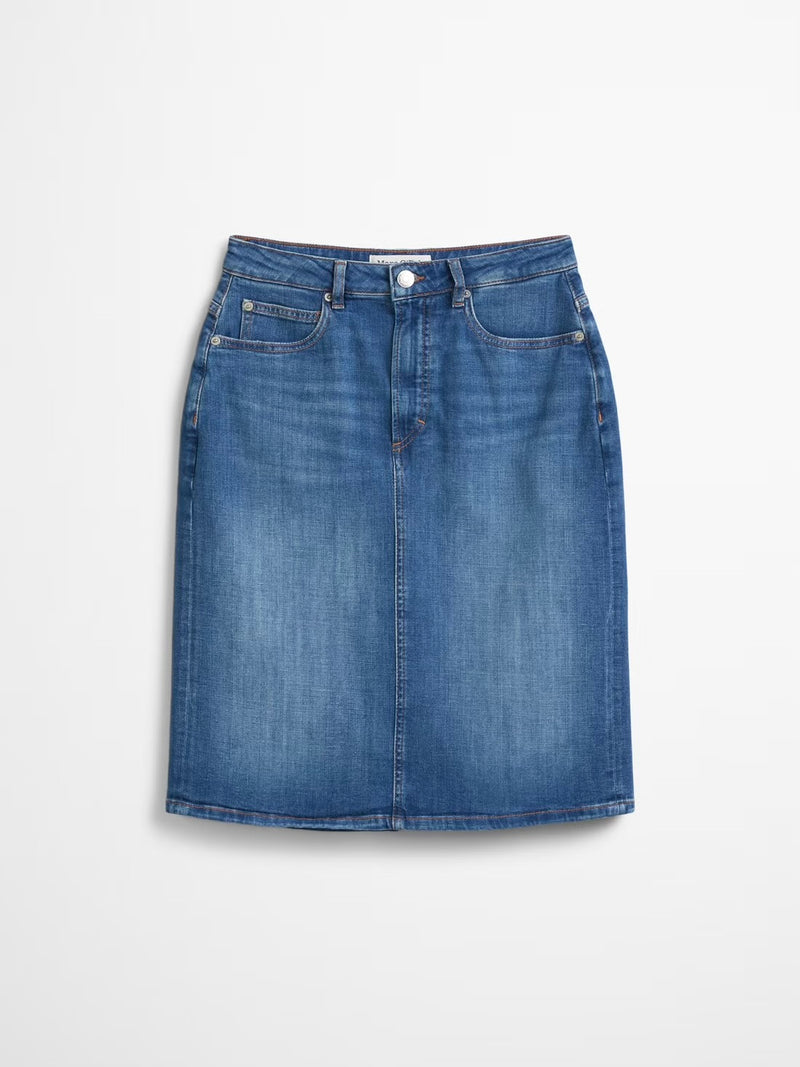Denim Skirt, high waist, midi length