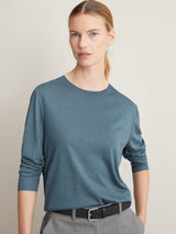 T-shirt, long sleeve, crew-neck, Blue